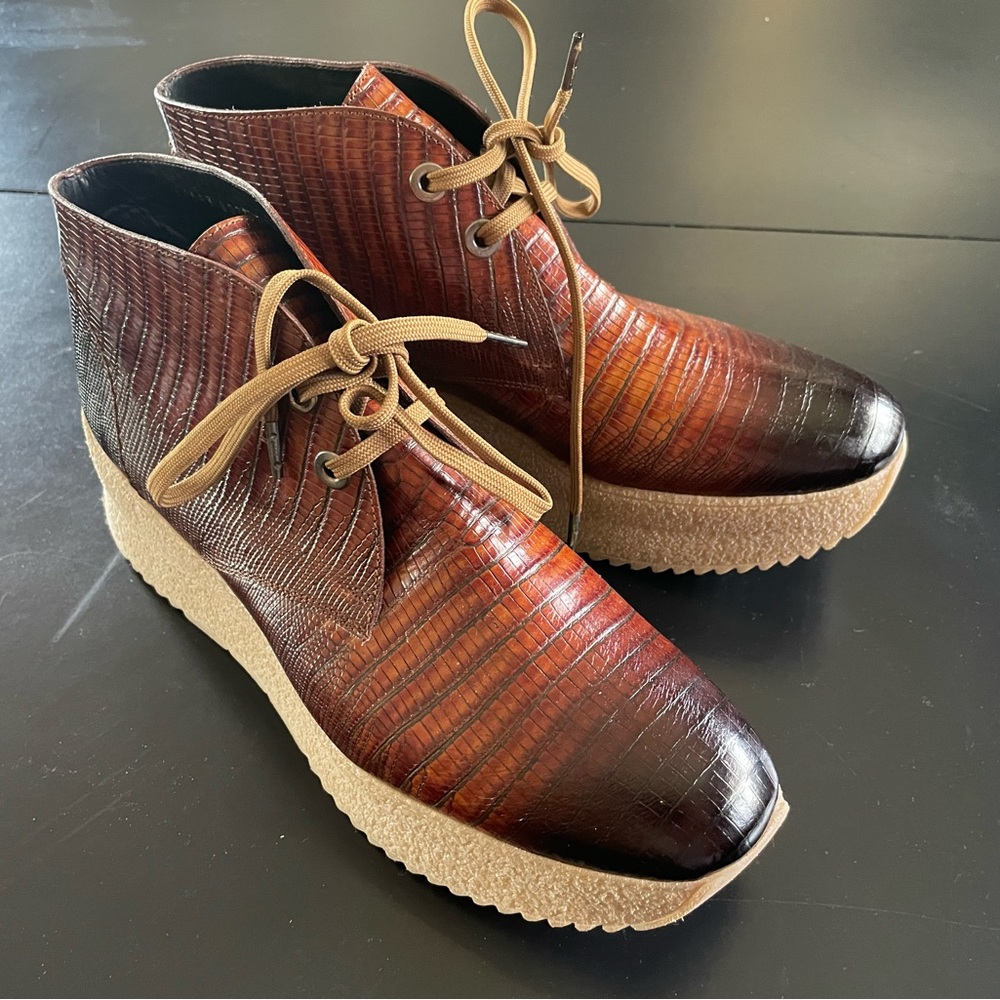Pons Quintana Brown Tan Chukka Boots with Textured Leather